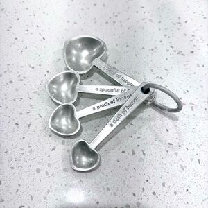 Vintage 4pc USA Pewter Heart Shaped Measuring Spoons